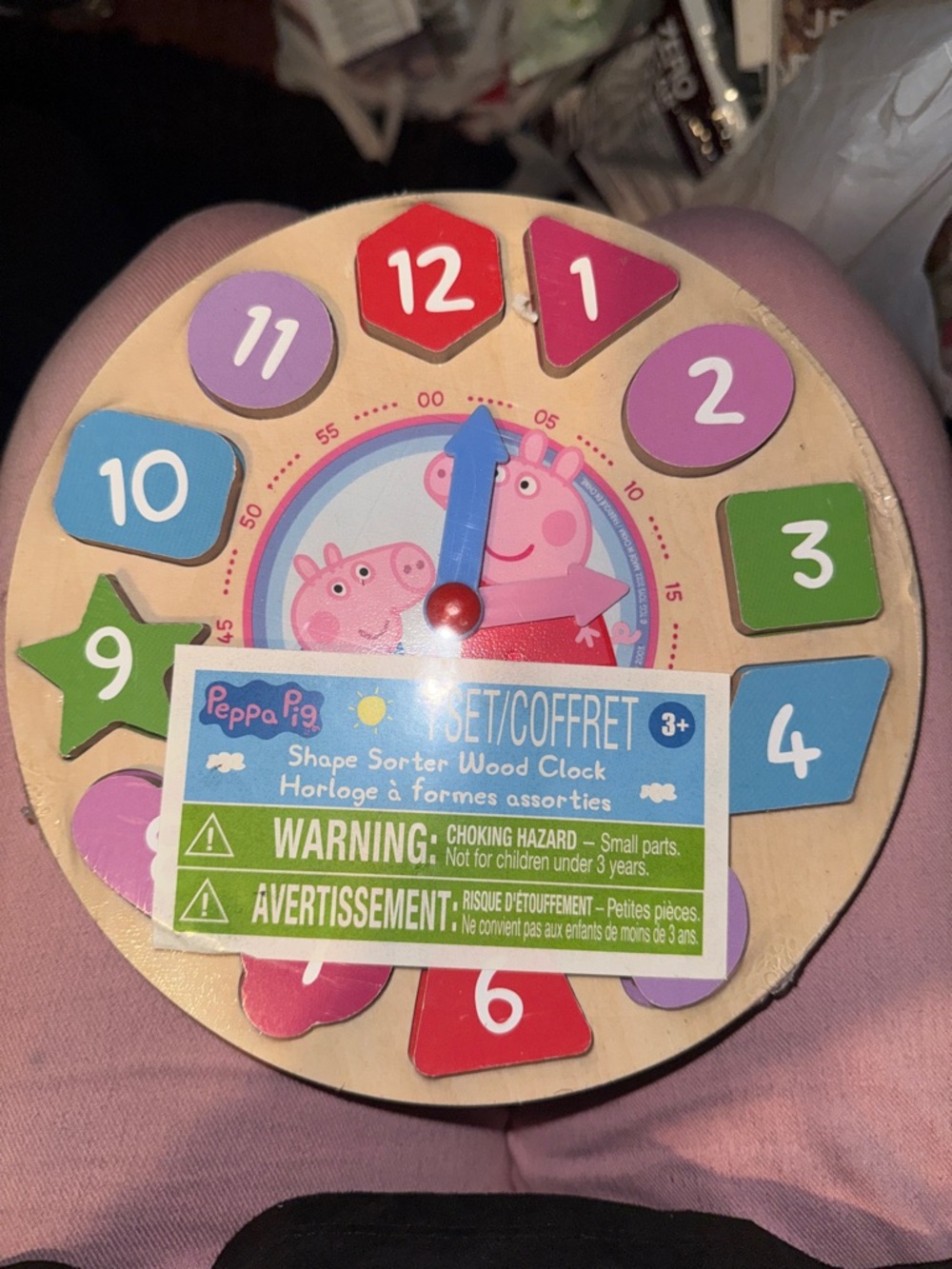 Peppa Pig Shape Sorter Wood Clock! (New)